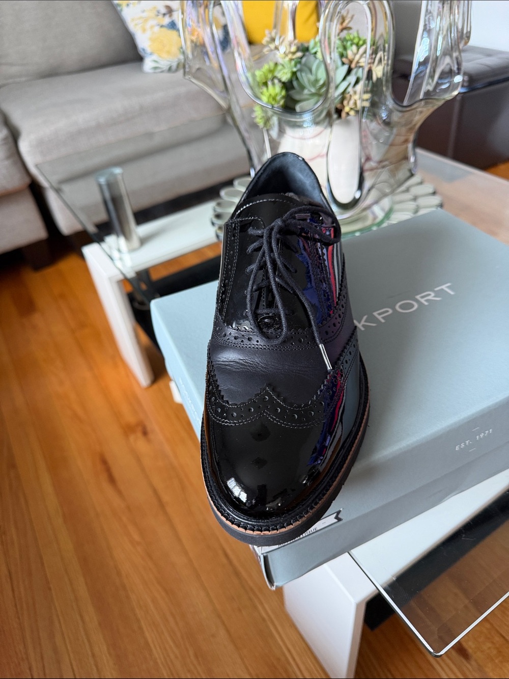 Rockport Black Gloss Wingtip Derby